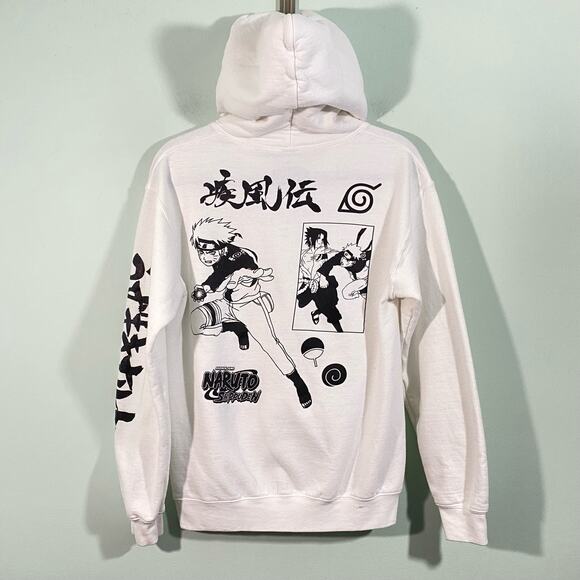 Naruto Shippuden Men's White Graphics Pullover Hoodie Size S - Picture 9 of 9